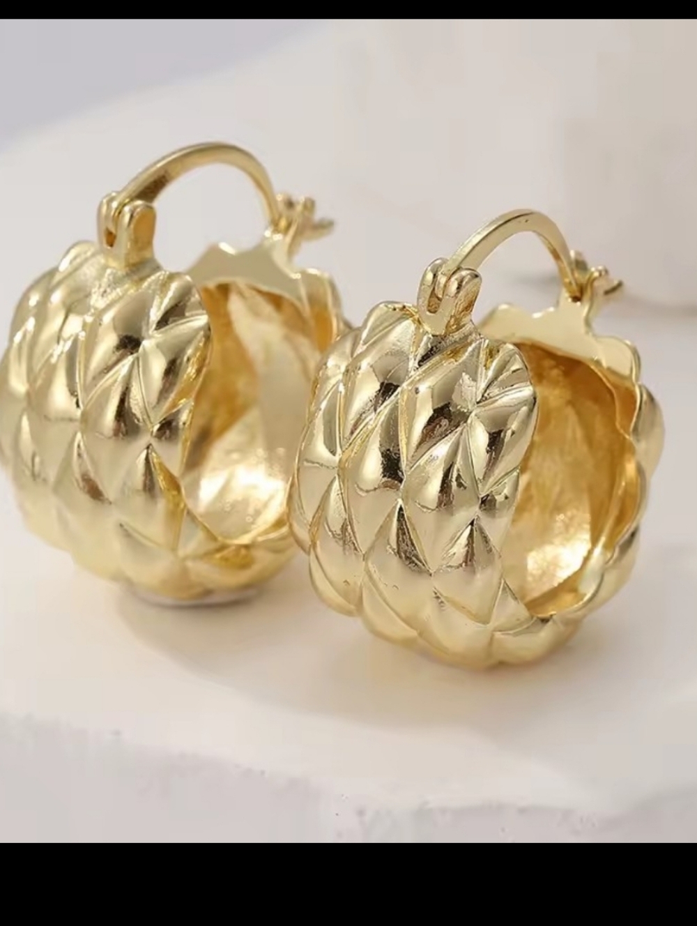 Classic Gold Textured Hoop Earrings - Women Jewelry